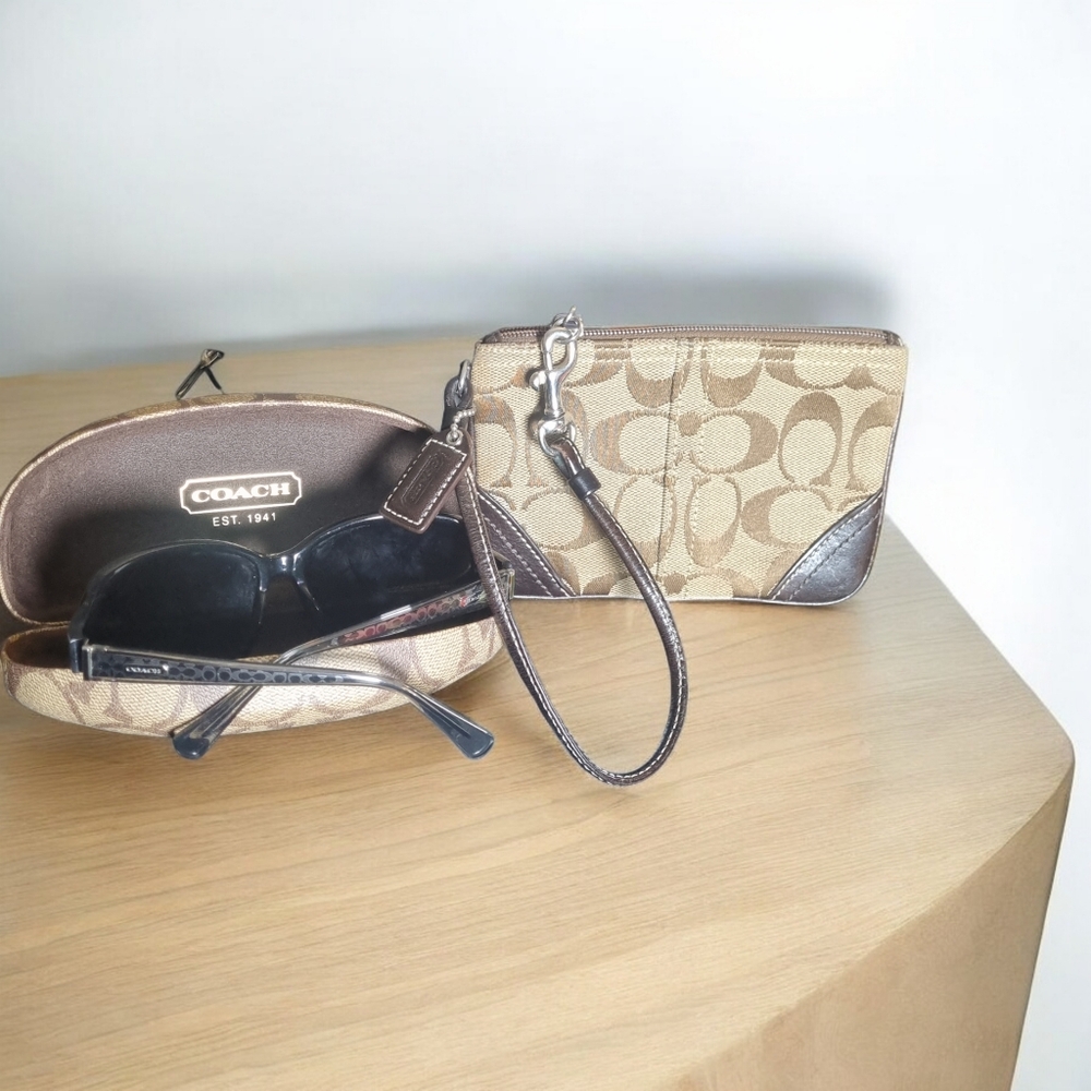 Coach Signature Wristlet and Sunglasses Case Set